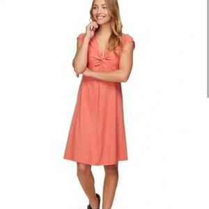PATAGONIA Seabrook Bandha Twist Neck Dress Womens Sz S Coral Beach A-Line V-Neck